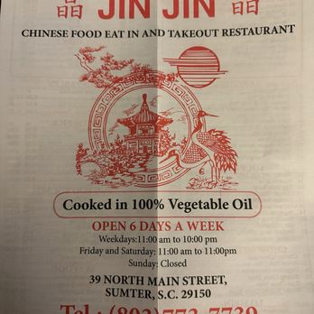 Jin Jin Chinese Restaurant - Menu - Chinese Near Me - Sumter, South Carolina Jin Jin Chinese Restaurant - Menu - Chinese Near Me - Sumter, South Carolina