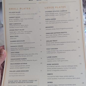 Besa - Menu - New American Near Me - Detroit, Michigan
