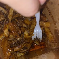 Jamaica Vibes Restaurant - The entire bottom was a pool of oil. This was the jerk chicken poutine. Other items were the same.