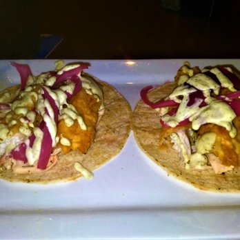 Bucks Tavern - Crispy Fish Tacos with Pickled Onions and Avocado Dressing - American Near Me - Loveland, Ohio