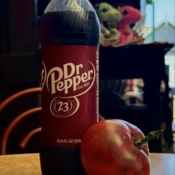 Iron Horse Deli - My garden Cherokee Purple tomato with my Dr Pepper.