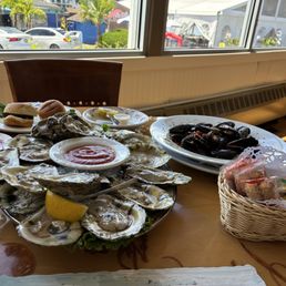 Mussels..oysters..crab cocktail...escargot..cheese cake