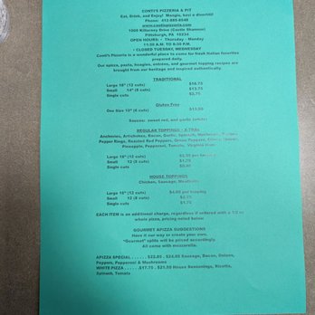 Conti’s Pizzeria & Pit - The menu - Pizza Near Me - Pittsburgh, Pennsylvania