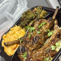 Blaze Bistro - Jerk lamb chops, mac & cheese, collard greens