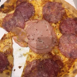 Literally pieces of cheap salami and something else - as if straight from a pack