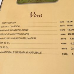 Hostaria da Rosanna - Drink menu