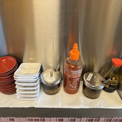 Pho Banh Mi and Juice - 03/03/24. Variety of condiments/sauces to choose from..