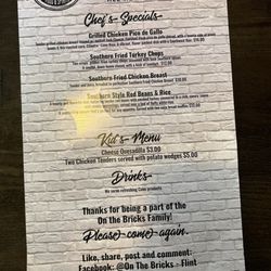 On The Bricks - Menu