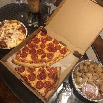Due Amici Pizza - IG: @foodie__fe - Eggplant Parmigiana, pepperoni pizza, calamari! (Wine not included lol) - Pizza Near Me - Charlotte, North Carolina