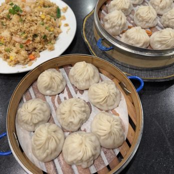 Dumpling Yo! - House Special Fried Rice, Shrimp and Pork Soup Filled Dumplings, Pork Soup Filled Dumplings (clockwise) - Dim Sum Near Me - Sacramento, California Dumpling Yo! - House Special Fried Rice, Shrimp and Pork Soup Filled Dumplings, Pork Soup Filled Dumplings (clockwise) - Dim Sum Near Me - Sacramento, California