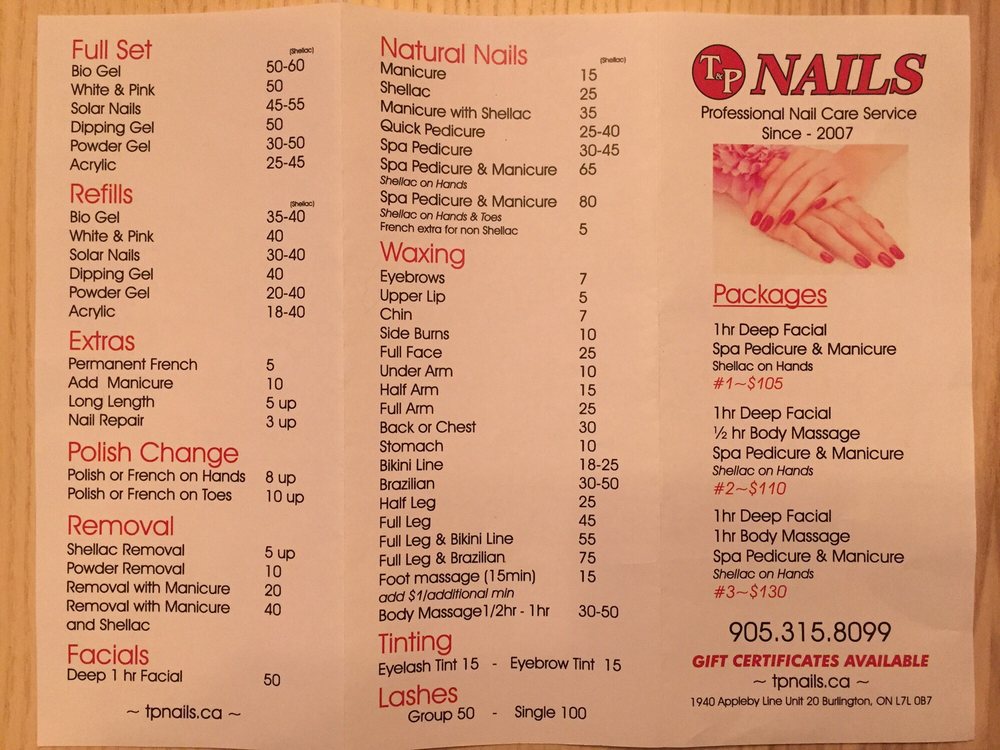 T & P NAILS Updated August 2024 1950 Appleby Line, Burlington