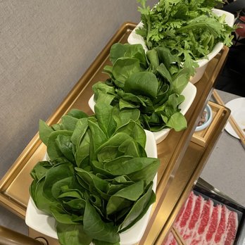Haidilao Hotpot Flushing - Three types of vegetables (spinach, pea shoots, Crown Daisy) - Hot Pot Near Me - Flushing, New York Haidilao Hotpot Flushing - Three types of vegetables (spinach, pea shoots, Crown Daisy) - Hot Pot Near Me - Flushing, New York
