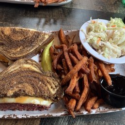Grilled Reuben with Sweet Potato fries