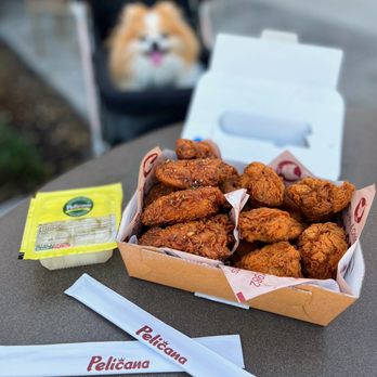 Pelicana Chicken - 18 pc Wings: 1/2 Crispy & 1/2 Soy with pickled radish | $32 - Korean Near Me - Cupertino, California