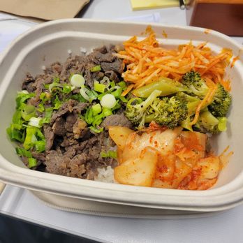 Seoul Kitchen - Bolgogi Bowl with kimchi, radish, and brocoli. Delicious! - Korean Near Me - Redwood City, California