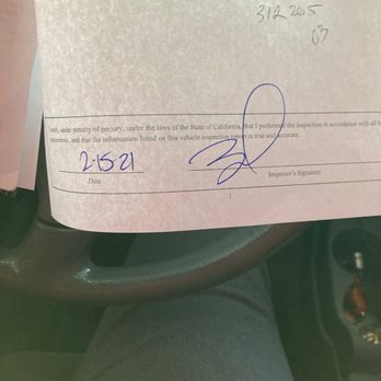 Norco Smog - Signature of the lazy technician who drives a blue bmw that chooses to do the bare minimum for customers - Smog Check Stations Near Me - Norco, California