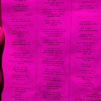 Bar Moxy - Drink menu at the bar ! - Cocktail Bars Near Me - Boston, Massachusetts