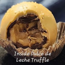 The inside of the dulce de leche truffle