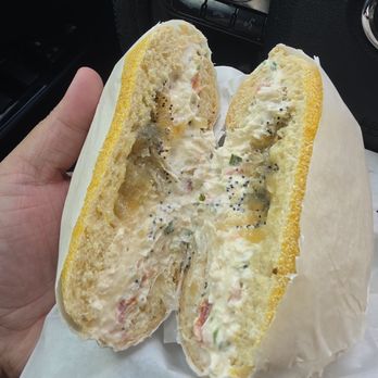 Tali's Bagels & Schmear - Original Bialy (with Caramelized onion filling) and Lox Schmear - Sandwiches Near Me - Honolulu, Hawaii