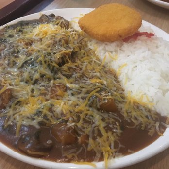 Volcano - Spinach Mushroom Curry with Potato Croquette and Cheese - Japanese Curry Near Me - San Francisco, California Volcano - Spinach Mushroom Curry with Potato Croquette and Cheese - Japanese Curry Near Me - San Francisco, California