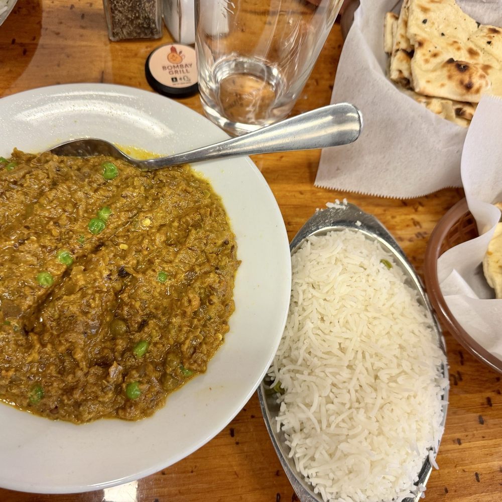 Bombay Grill - Bayngan Bhartha - Spice level hot with Rice and Naan - Indian Near Me - Meridian, Idaho