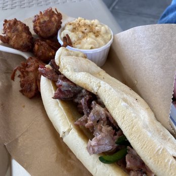 Big Green Q - Philly and tots and Mac n cheese. $3.15 for that Mac‍‍ - Food Trucks Near Me - Omaha, Nebraska