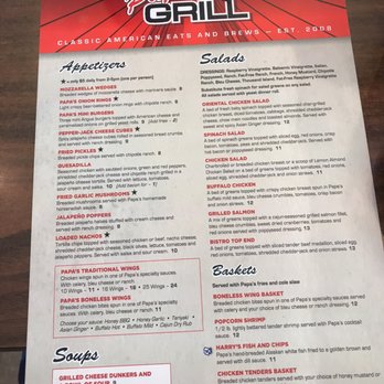 Papa's Grill - Menu 1 - American Near Me - Columbus, Indiana Papa's Grill - Menu 1 - American Near Me - Columbus, Indiana