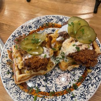 Tupelo Honey Southern Kitchen & Bar - Asheville Hot with Mac-N-Cheese Waffles* - New American Near Me - Irving, Texas Tupelo Honey Southern Kitchen & Bar - Asheville Hot with Mac-N-Cheese Waffles* - New American Near Me - Irving, Texas