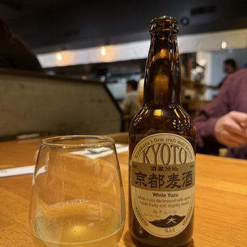 Taishoken - San Mateo - delicious white yuzu beer felt fancy drinking out the wine glass - Ramen Near Me - San Mateo, California