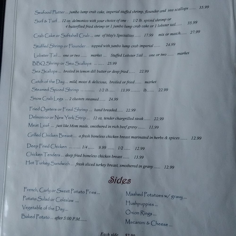 May's Seafood Restaurant - Menu - Seafood Near Me - Frederick, Maryland May's Seafood Restaurant - Menu - Seafood Near Me - Frederick, Maryland