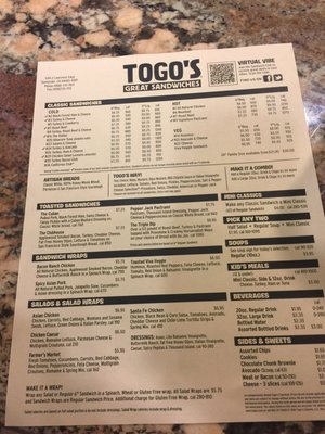 Menu photo 2 TOGO'S Sandwiches Sunnyvale, CA Menu photo 2 TOGO'S Sandwiches Sunnyvale, CA