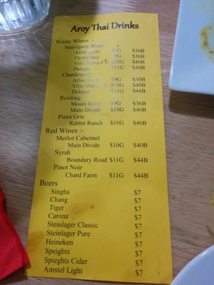 Menu photo 2 Aroy Thai Restaurant Christchurch, CAN
