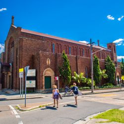 St Anne Catholic Church - Street view. Corner of Blair St and Mitchell St.