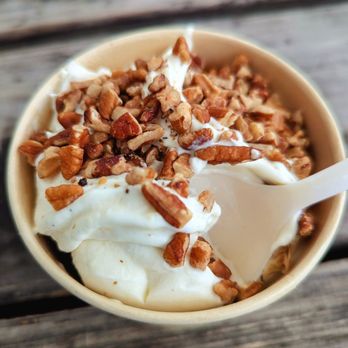 Zeds Real Fruit Ice Cream - Pineapple with dairy free vanilla ice cream and chopped pecans - Ice Cream & Frozen Yogurt Near Me - Austin, Texas Zeds Real Fruit Ice Cream - Pineapple with dairy free vanilla ice cream and chopped pecans - Ice Cream & Frozen Yogurt Near Me - Austin, Texas