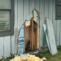 Prevail Pest Control - I gave him permission to remove a panel. I did Not give permission to destroy the panels of my home. This is how he left MY HOME!