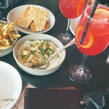 The Henry - Artichoke & Ricotta Dip Parmesan Truffle Fries Tangerine Spritz - New American Near Me - Nashville, Tennessee The Henry - Artichoke & Ricotta Dip Parmesan Truffle Fries Tangerine Spritz - New American Near Me - Nashville, Tennessee