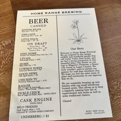 Home Range Brewing - Menu