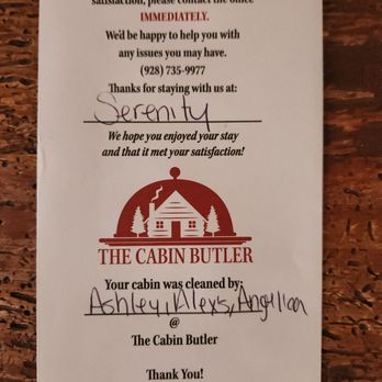 Cabin Butler - Another phone number to call with problems. - Vacation Rentals Near Me - Greer, Arizona