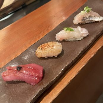 Delage - L to R: Bluefin Tuna, Scallop, Opal Eye, Sea Bream - Japanese Near Me - Oakland, California