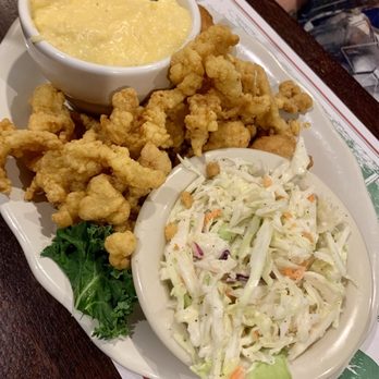 Cedar River Seafood - Fried Clam Strips, Gator Tail, Cole Slaw, Cheese Grits - Seafood Near Me - Lake City, Florida Cedar River Seafood - Fried Clam Strips, Gator Tail, Cole Slaw, Cheese Grits - Seafood Near Me - Lake City, Florida