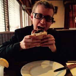 M ready to enjoy his burger