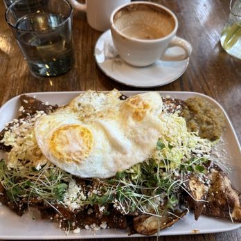 Loam - Chilaquiles with added over medium eggs. Perfection! - Breakfast & Brunch Near Me - Dayton, Oregon Loam - Chilaquiles with added over medium eggs. Perfection! - Breakfast & Brunch Near Me - Dayton, Oregon