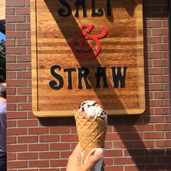 Salt & Straw - Single Freckled Chocolate Zucchini Bread ($4.95) in a Waffle Cone ($1.25) - Ice Cream & Frozen Yogurt Near Me - Seattle, Washington