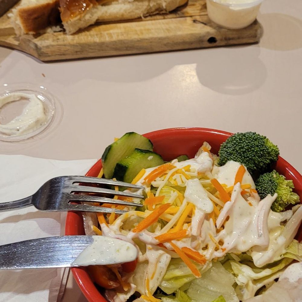 Rustler's Restaurant - Got water and warm bread within minutes of being seated.  Waitress recommended trout.  Ordered it with a side salad and mashed potatoes. - American Near Me - Tropic, Utah