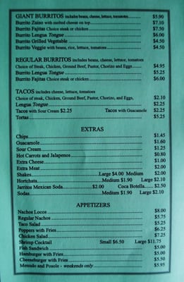 Menu photo 4 Los Burritos Mexicanos St. Charles, IL