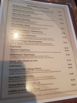 Menu photo 5 Chand Palace Montreal, QC