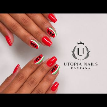 Utopia Nails - Watermelon summer nails - Nail Salons Near Me - Fontana, California Utopia Nails - Watermelon summer nails - Nail Salons Near Me - Fontana, California