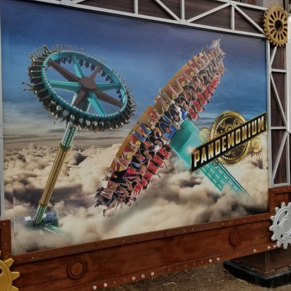 Pandemonium - Six Flags is NOT responsible if Pandemonium strikes a satellite orbiting overhead. - Amusement Parks Near Me - Austell, Georgia Pandemonium - Six Flags is NOT responsible if Pandemonium strikes a satellite orbiting overhead. - Amusement Parks Near Me - Austell, Georgia