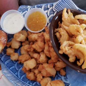 Aunt Catfish's - Alligator bites,  onion chips, and cinnamon roll. - Southern Near Me - Port Orange, Florida