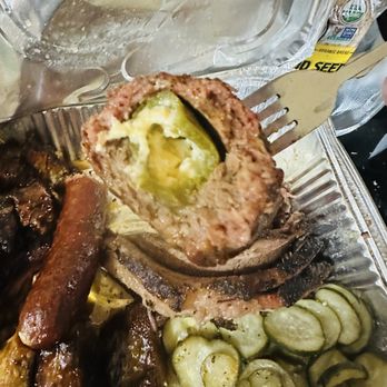 Matt's BBQ - Armadillo, egg, smoked jalapeño stuff with the cream cheese wrapped in sausage - Food Trucks Near Me - Portland, Oregon